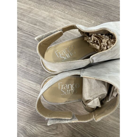 Franco Sarto Womens Beige Leather Ankle Strap Heels Size 7.5 Helix Minimalist - Picture 5 of 9